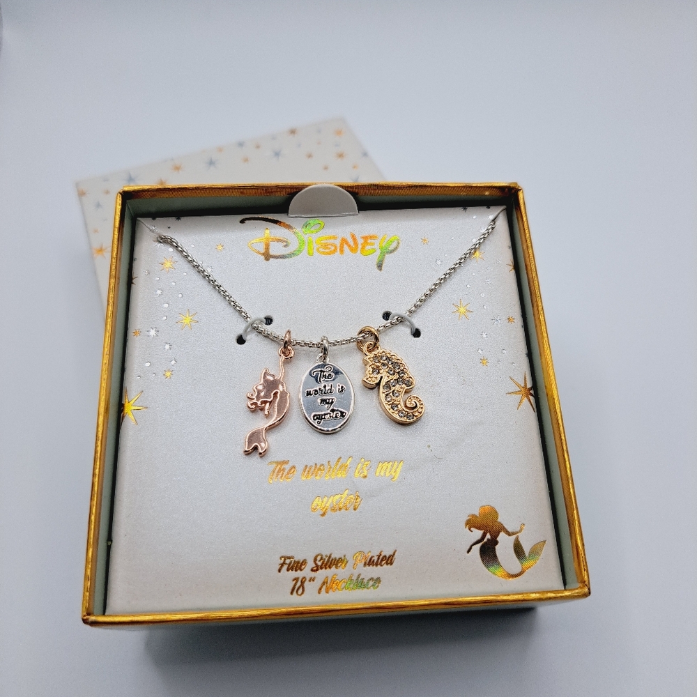 The Little Mermaid The World is My Oyster Charm Fine Silver Necklace